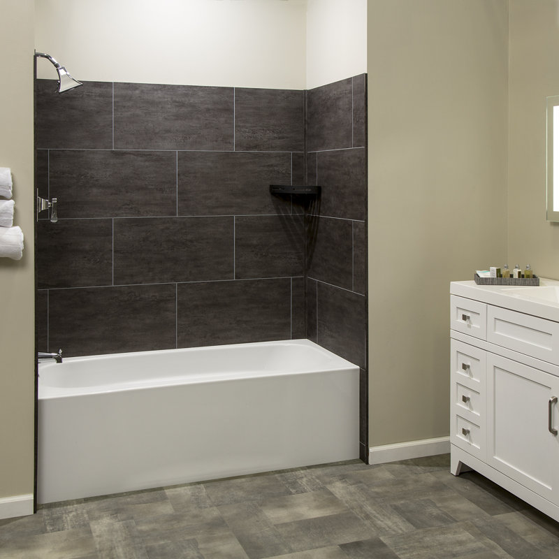 Palisade 25.6 In. X 14.8 In. Tile Shower And Tub Surround Kit In Ashen